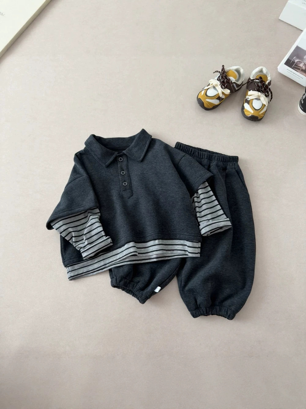 Boys' Autumn Outfit 2026 New Stylish Two-Piece Set for Boys: Fashionable Top and Pants