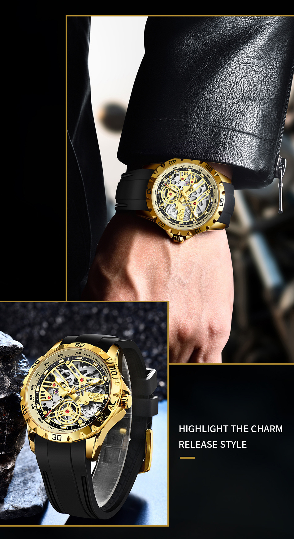 Men's Automatic Mechanical Watch Skeleton Luminous Waterproof_voghion.com