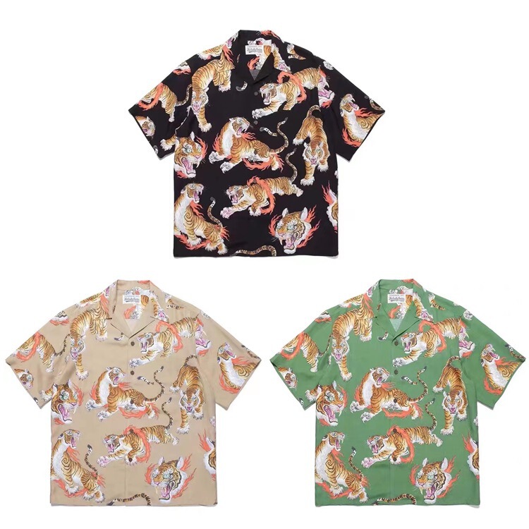GUILTYPARTIES TIGER 22SS limited TimLehi fire ring TIGER totem short sleeve shirt for men
