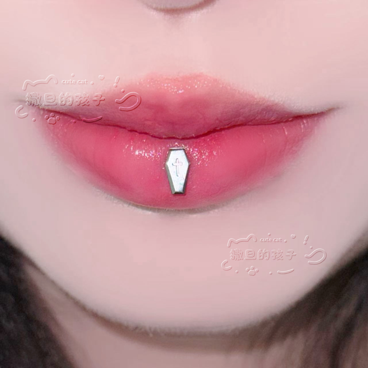 Labret stud lip piercing jewelry styling detail