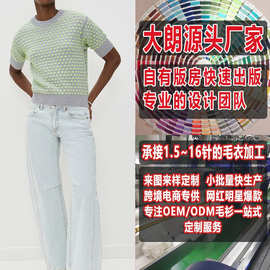 欧美休闲时尚宽松圆领套头针织衫大朗毛衣加工定制看图打版小批量