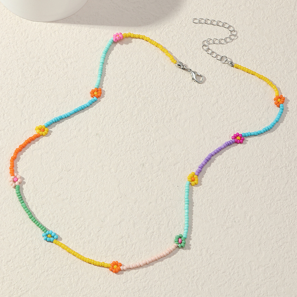 1 Piece Quantity Simple Style Daisy Alloy Seed Bead Wholesale Necklace