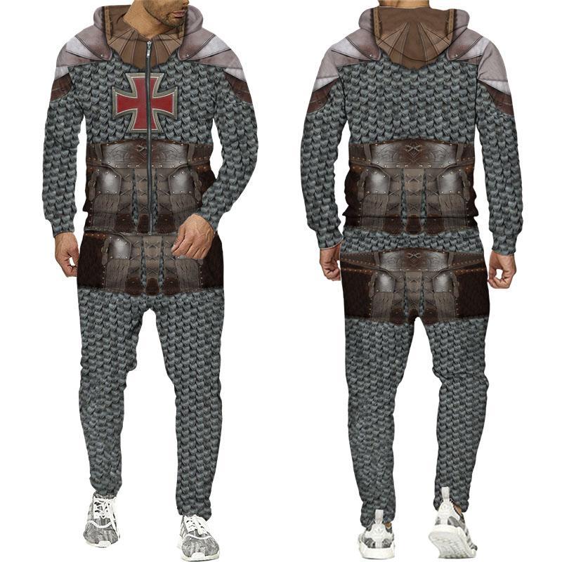 Pantalones de sudadera con capucha con cremallera de moda para hombre transfronterizo de otoño e invierno, MF008-ML1 de dos piezas de fitness deportivo