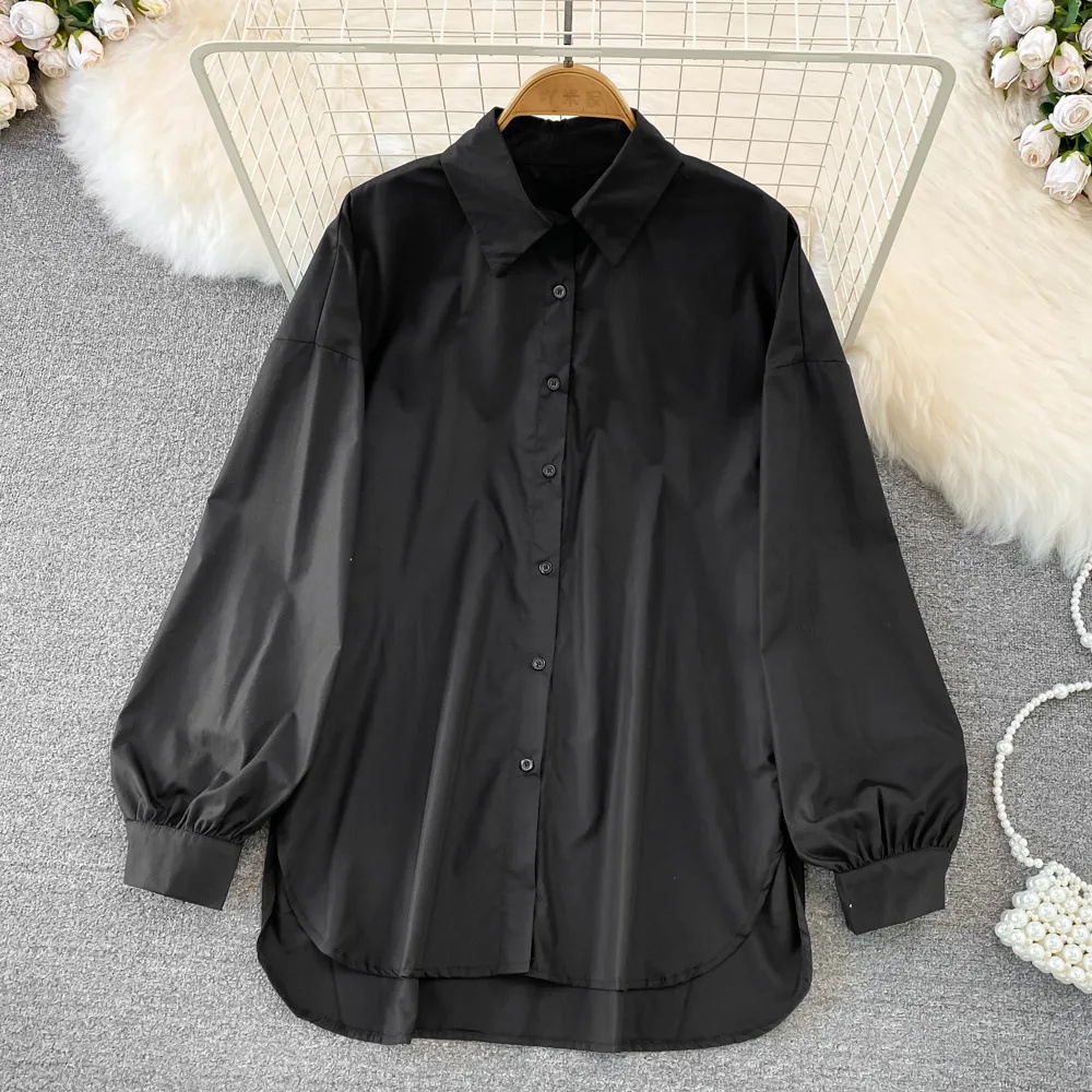 Women's Blouse Long Sleeve Blouses Slit Simple Style Solid Color display picture 2