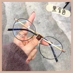 防藍光電腦眼鏡 復古金屬眼鏡架平光鏡 小清新圓形學生近視鏡批發