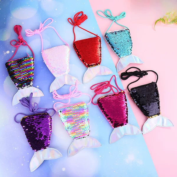 New Mermaid Tail Cross-Body Bag Creative Children's Shoulder Sequin Small Shoulder Bag Storage Lanyard Coin Purse Wholesale