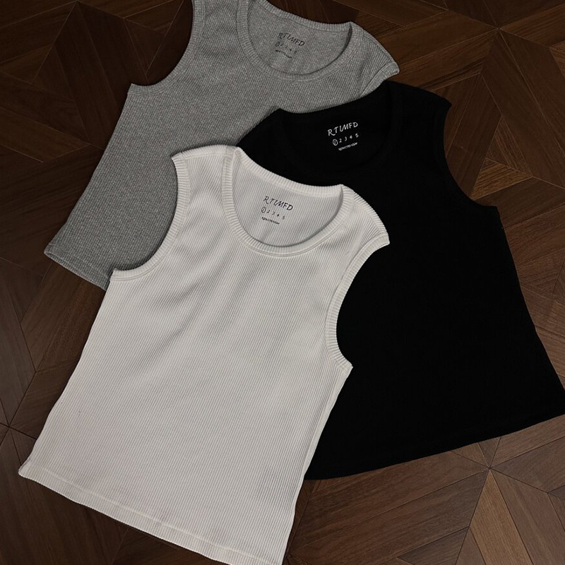 Rtimfd "Boxy Version" Ribbed Fitted Sports Vest, Pure Cotton, Sweat-Absorbent, Cool-Feeling, Three-Dimensional Cut, Short Rtimfd "Boxy Version" Ribbed Fitted Sports Vest, Pure Cotton, Sweat-Absorbent, Cool-Feeling, Three-Dimensional Cut, Short