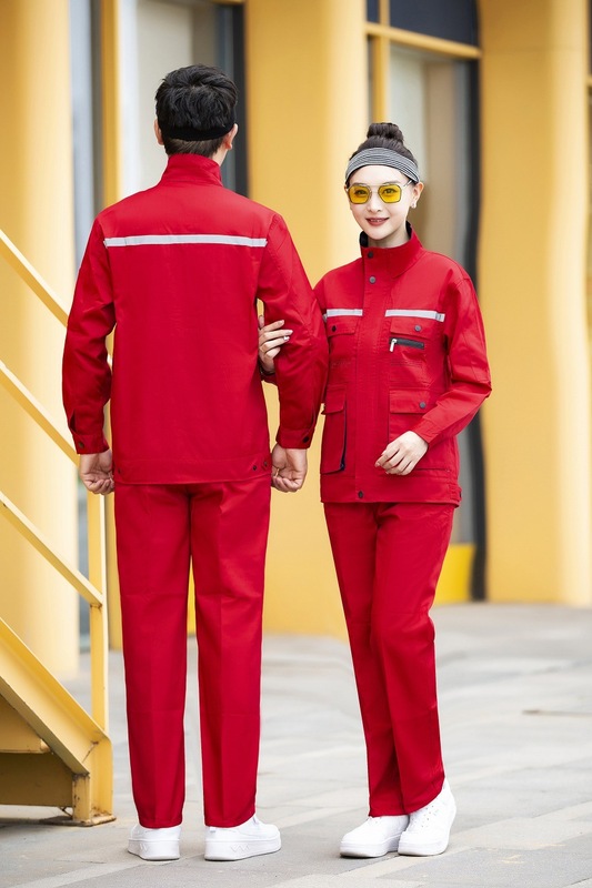 春秋明线条拼色领工作服套装男女定制耐磨长袖劳保服机修焊工工装|undefined
