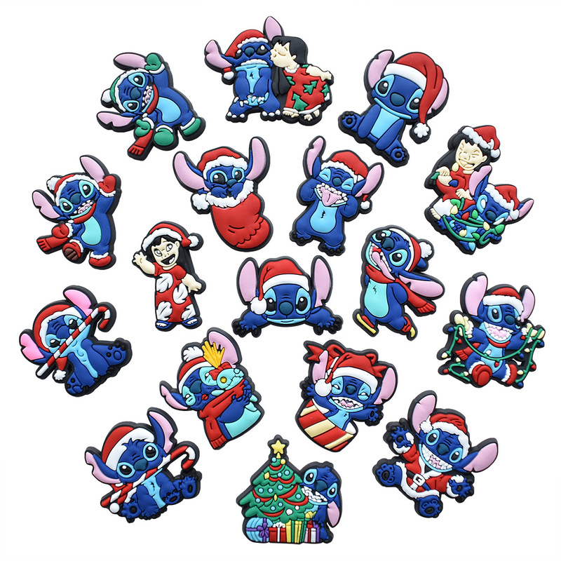 Cross-Border Christmas Interstellar Stitch Shoe Flower Cartoon Soft Rubber Clogs Buckle Stitch Shoe Flower Decorative Accessories