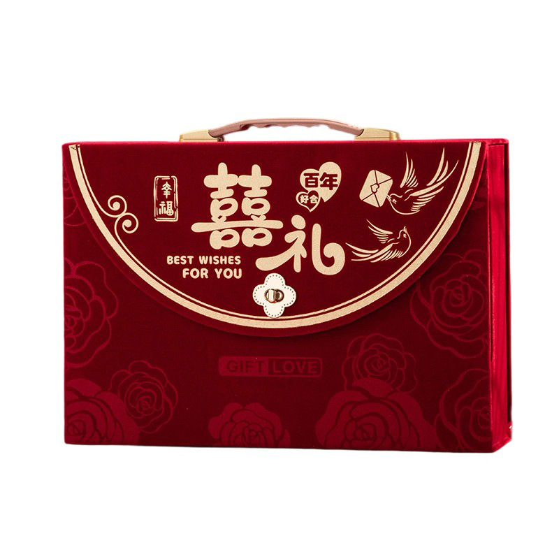 订婚彩礼钱盒子订亲提亲聘礼装彩礼的箱子盒子结婚用品烫金礼金箱|undefined