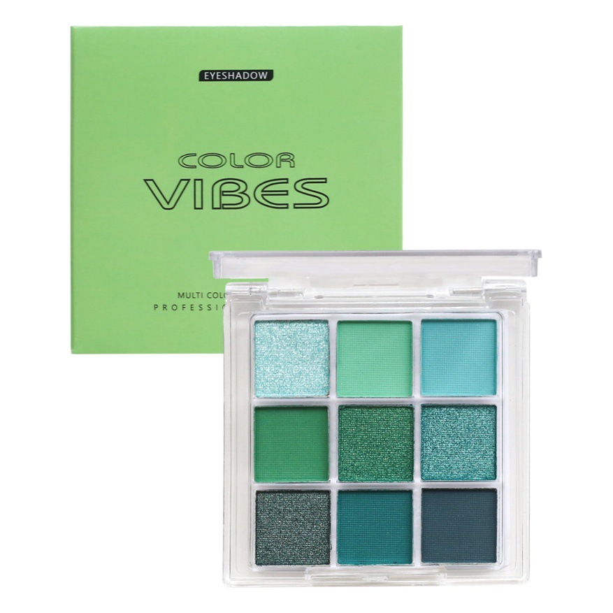 Cross-Border Green Eye Shadow 9-Colorful Avocado Colorful Stage Makeup Pearlescent Matte Nine-Square Grids Colorful Eye Shadow Palette