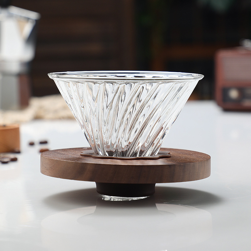 Cafetera de vidrio resistente al calor, cafetera de diamante octogonal, cafetera compartida, taza de filtro de goteo, conjunto de cafetera de lavado a mano