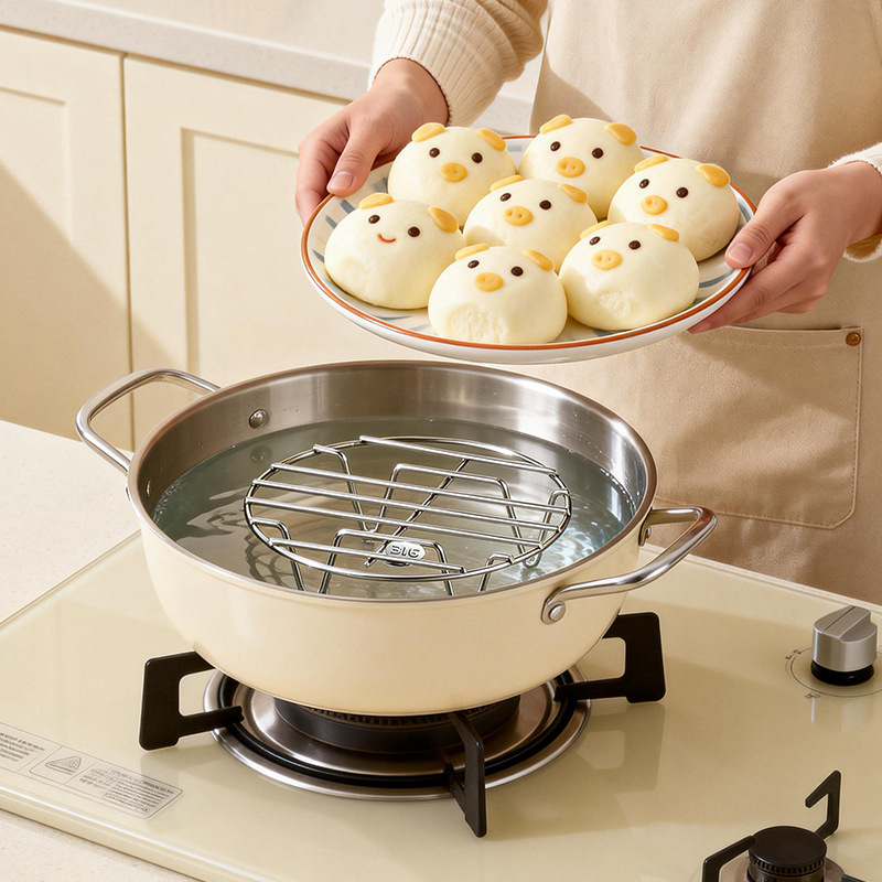 Food-Grade 304 Stainless Steel Steaming Rack, Steaming Tray, Steaming Grid, Steamer Basket for Home Use, Multi-Functional for Steaming Fish, Hot Buns, and Steamed Bread