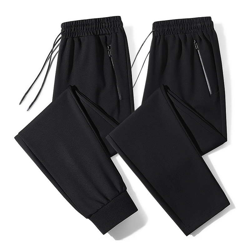 Pantaloni sport respirabili, casual, confortabili, subțiri, mărimi mari, de toamnă, pentru bărbați, cu fermoar și legături drepte_voghion.com
