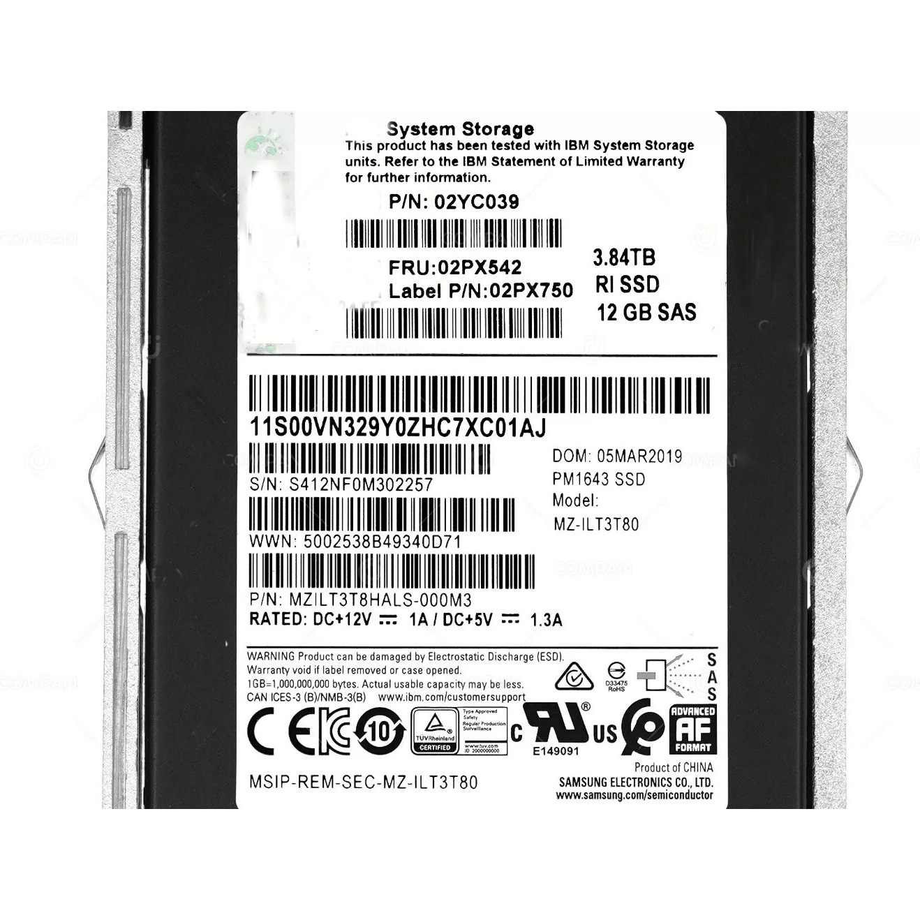 New 01Ej952 3.84Tb Ibx Sas 2.5inch New Hard Drive V7000 Gen2