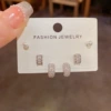 Geometric set pearl, earrings, diamond encrusted, 3 piece set