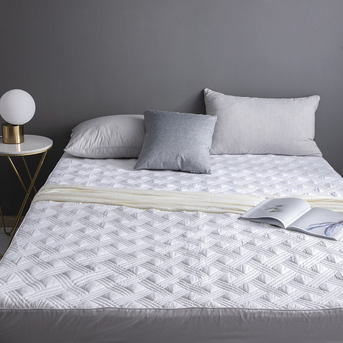 Pure cotton solid color quilted bed sheet star hotel Simmons protective pad anti-slip mattress cover height 30 close-fitting and breathable