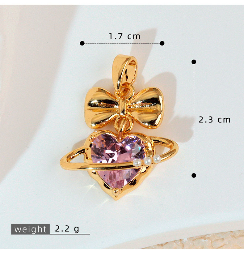3g Weight Pendant Jewelry Making Type 16*23mm Jewelry Making Size DIY Jewelry Accessories Classification 1 Piece Quantity Copper Material Heart Shape, Bow Knot, Lock Pattern All Seasons Season Polished Finish Plating Design Elegant, Sweet, Classic Style Style 1 Piece 16*23mm Copper Heart Shape Bow Knot Lock Polished Pendant DIY Jewelry Accessories 8