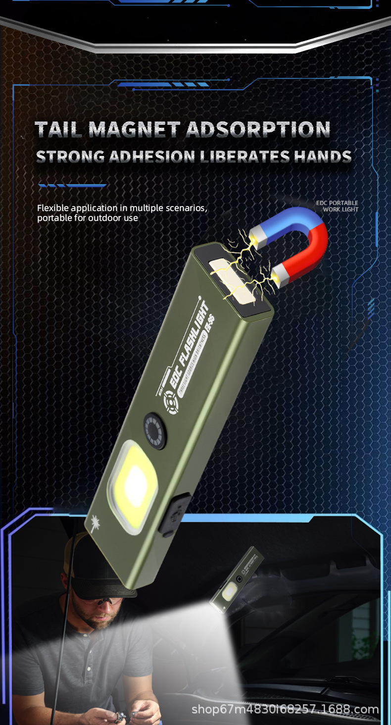 New Led Flashlight Multi-Functional Small Portable Mini Rechargeable Laser Magnetic Work Light