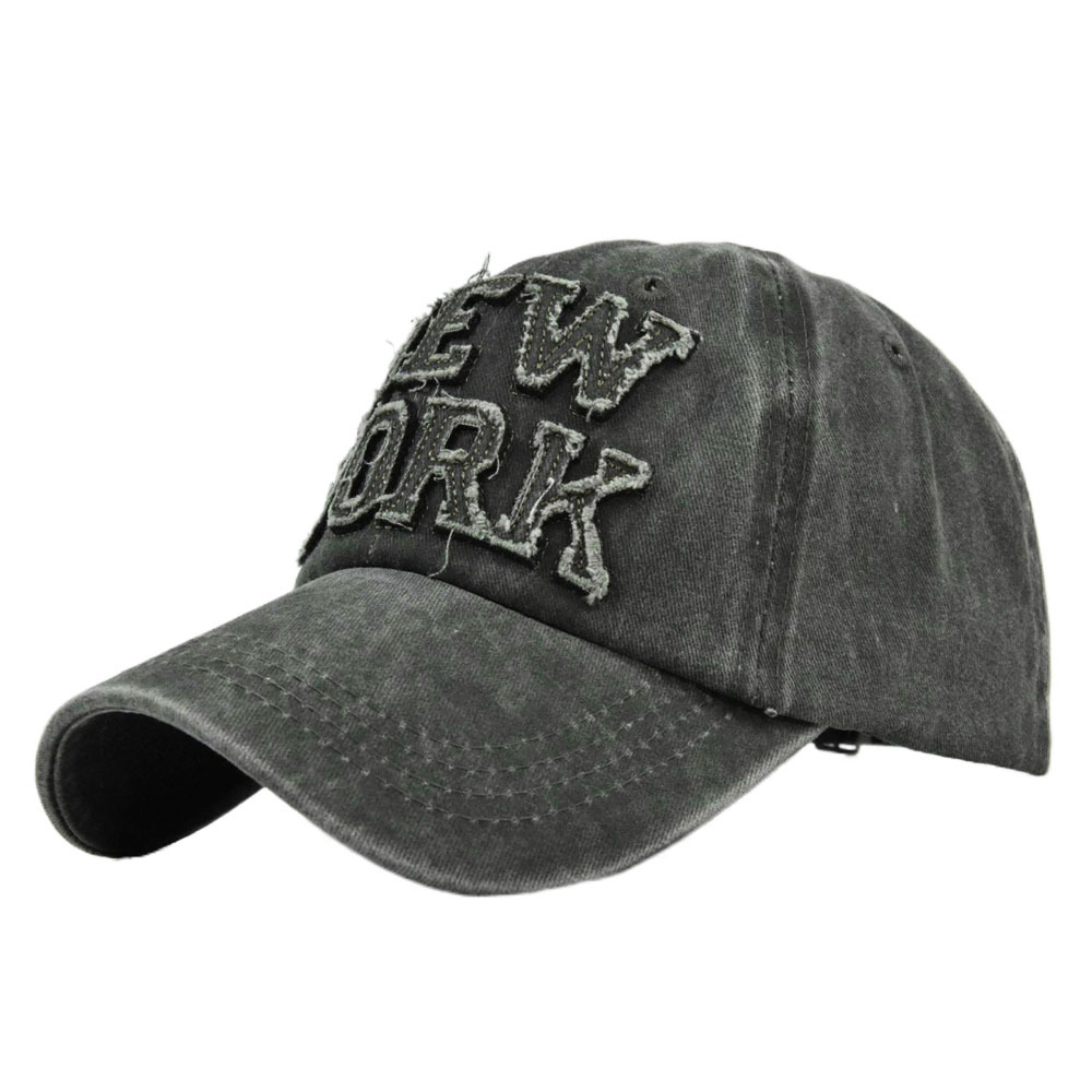Washed Baseball Cap New York 3d Embroidered Curved Brim Hat_voghion.com