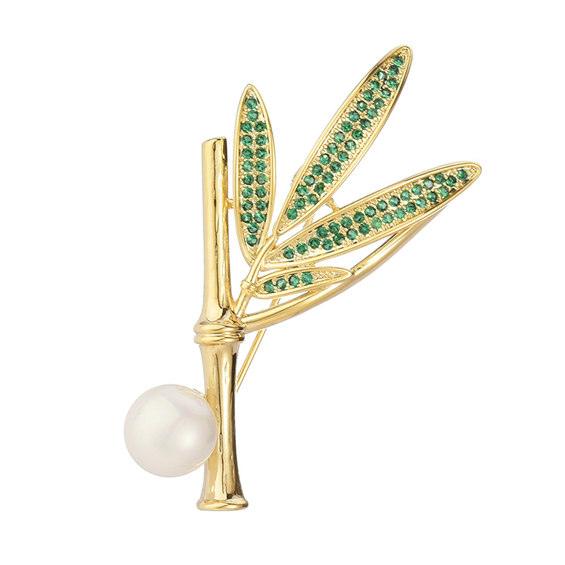 New Copper Alloy Inlaid Zircon Bead Clothing Brooch Pins for Women Fashion Corsage Simple Dress Accessories Brooches