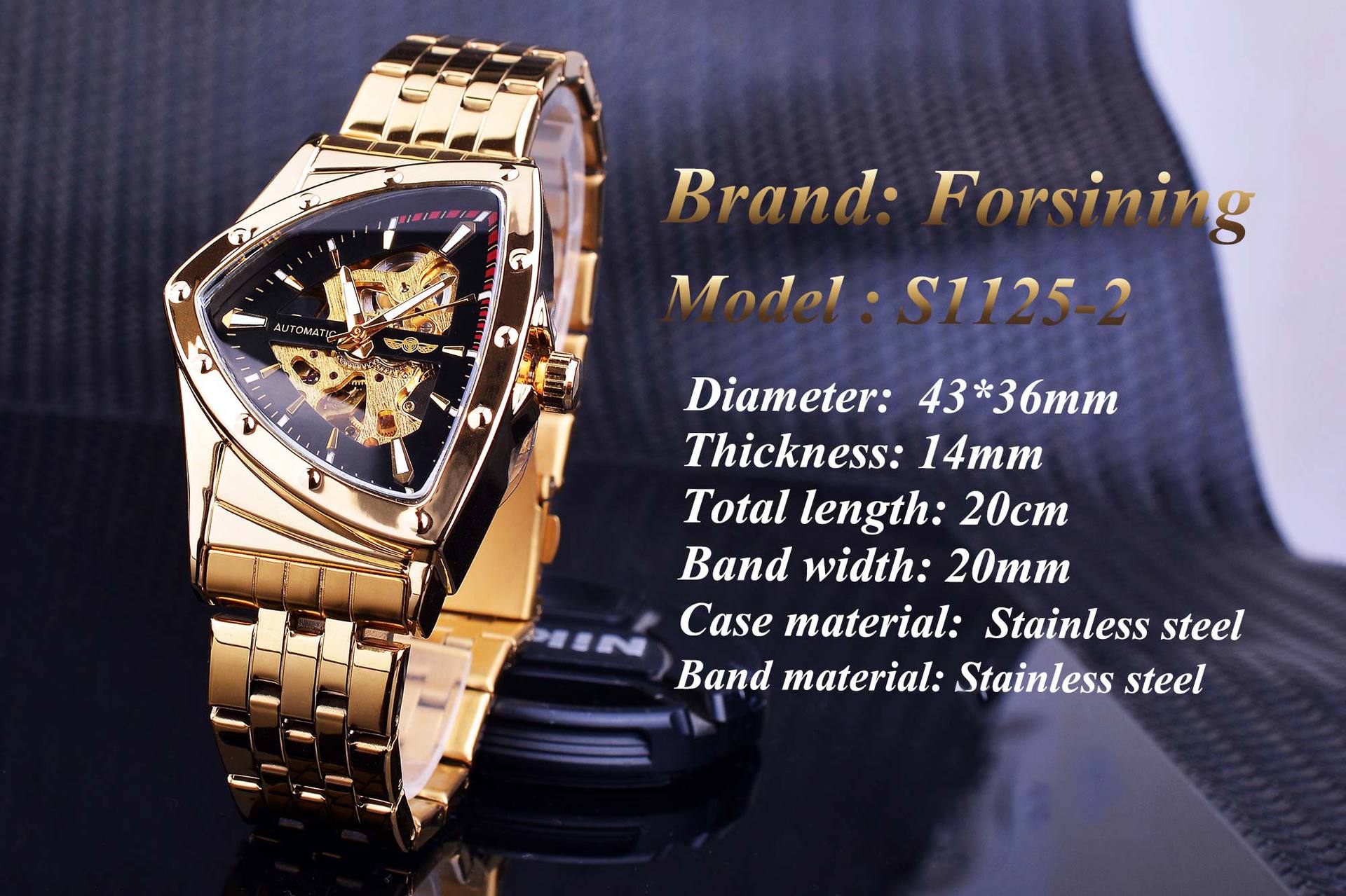Men's Automatic Watch Triangular Dial Hollow Stainless Steel_voghion.com