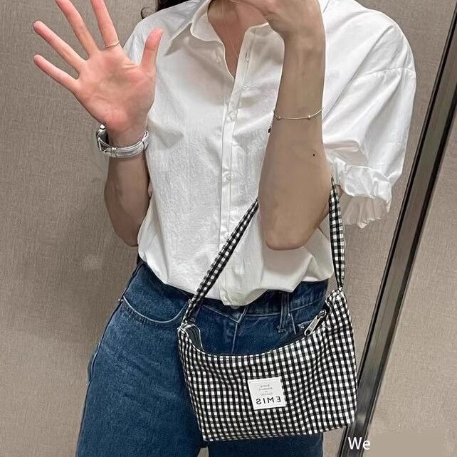 2026 New Model Korean Niche Designer Candy-Colored Large Capacity Plaid Single-Shoulder Hobo Bag Waterproof Crossbody D9 2026 New Model Korean Niche Designer Candy-Colored Large Capacity Plaid Single-Shoulder Hobo Bag Waterproof Crossbody D9