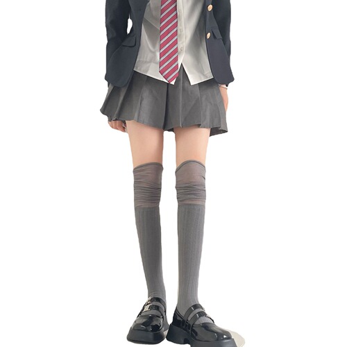 Autumn and winter Korean style simple and versatile design splicing solid color over-the-knee pure lust style vertical pattern slimming high socks set trendy socks