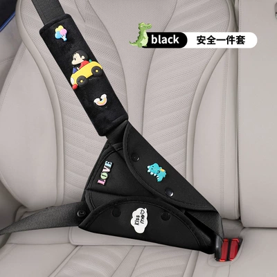 suit car adjustment seat | Seat belt shoulder pad - low-key-black-little-dinosaur-a-set-of-anti-strangle-shoulder-pads-triangle-belly-protector