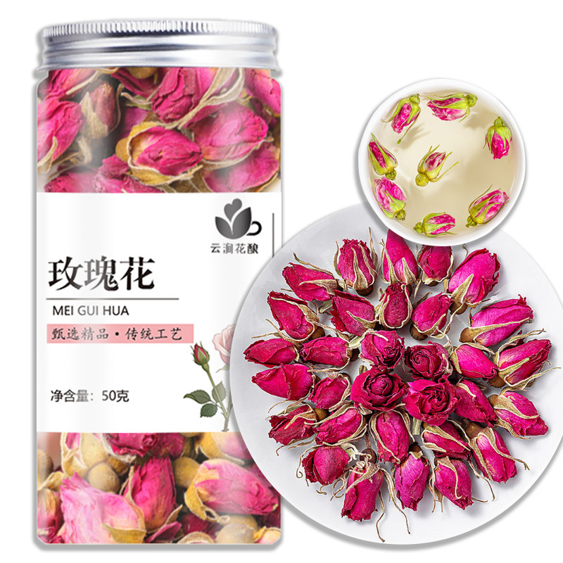 Wholesale Canned Rose Flower Delivery Authentic Pingyin Rose Factory Direct Sales 50g Bottled Double Rose Herbal Tea