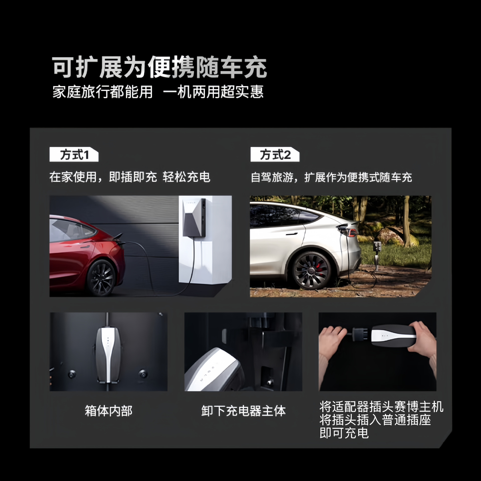 Cyber Charging Station 13A Adapter Set Teslacybervault Electric Vehicle Power Socket Portable for Car Use