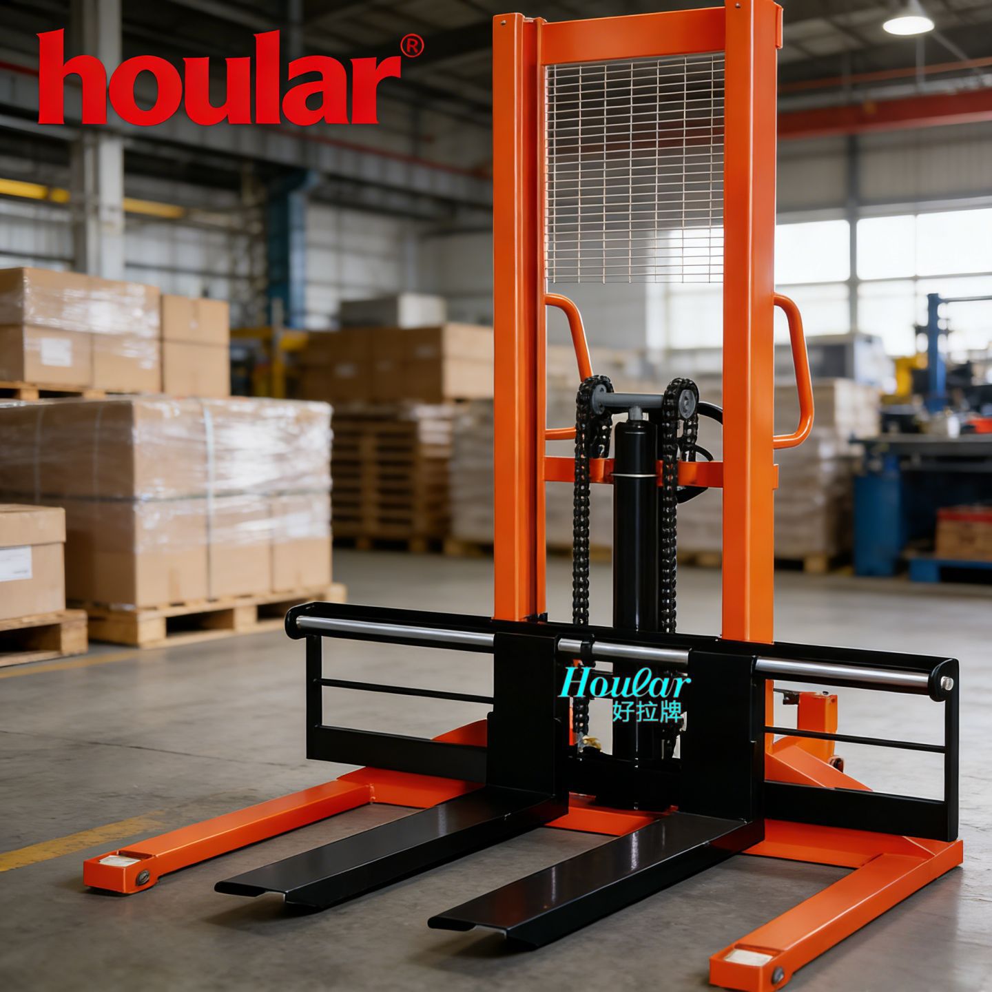 宽支腿1吨升高1.6米宽腿手动升高车手动堆高车CTY-E液压升降叉车