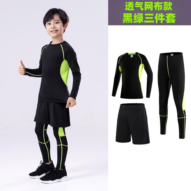 메쉬 블랙과 그린 3 피스 세트