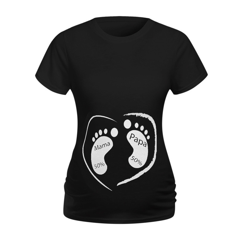 European and American Foot Crewneck Printed New Summer Fashion plus size Maternity Top T-Shirt Round neck