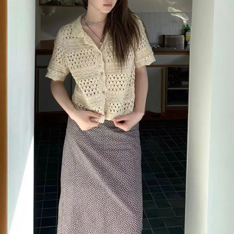 Academy-Style Lapel Heavy-Duty Handmade Crochet Vintage-Inspired Cardigan 2026 Summer New Single-Breasted Short-Sleeve Top Trendy Academy-Style Lapel Heavy-Duty Handmade Crochet Vintage-Inspired Cardigan 2026 Summer New Single-Breasted Short-Sleeve Top Trendy