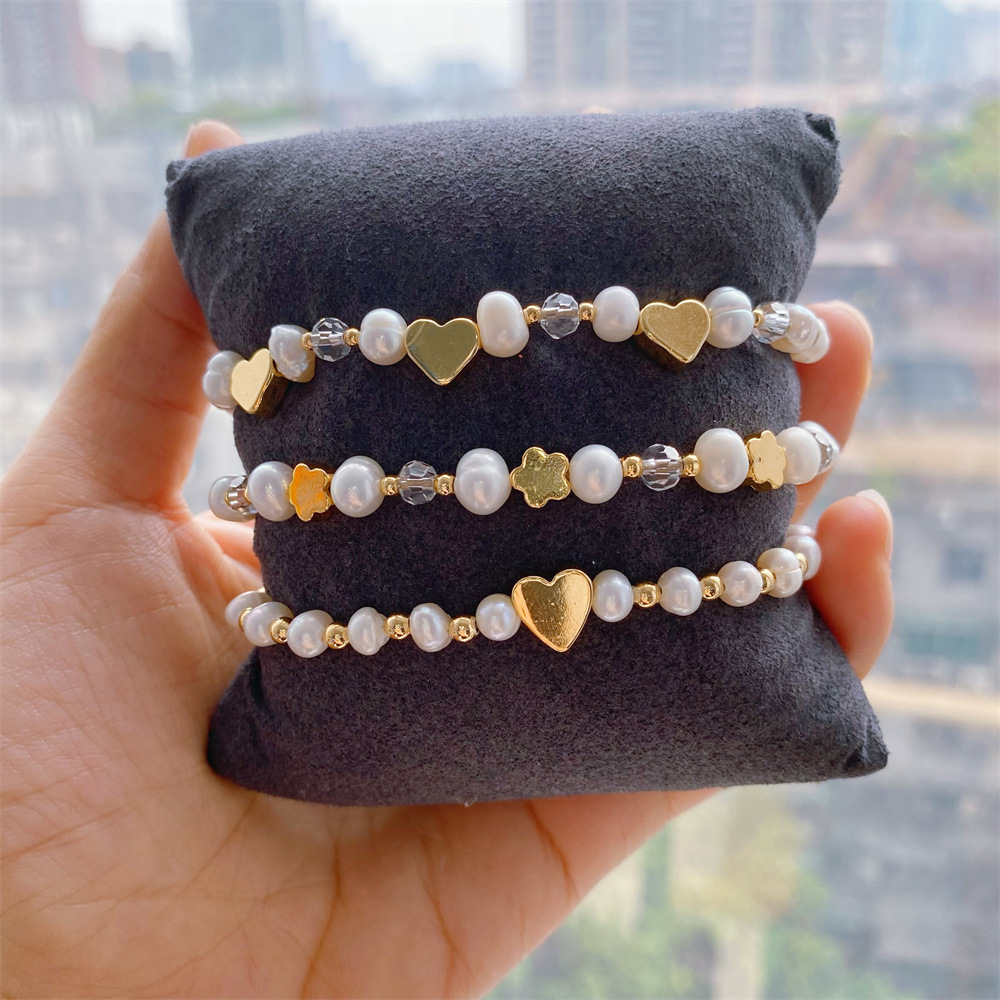 10g Weight Bracelets Classification 1 Piece Fashion Heart Shape Freshwater Pearl Handmade Bracelets