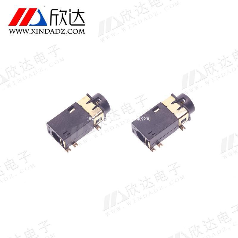 PJ-342单柱有头镀金6脚耳机插座 贴片式音频耳机插座母座防水