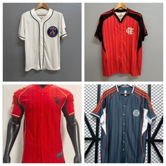 美式25-26棒球服曼联红主场巴黎巴西佛拉门戈拜仁短袖纽扣球衣
