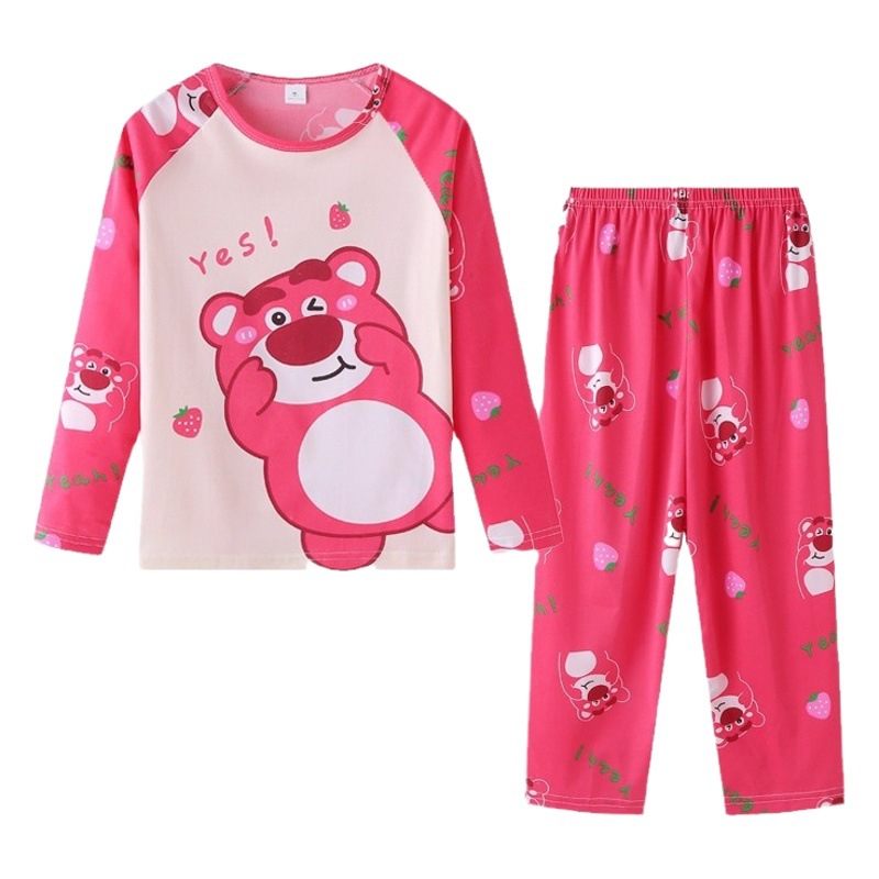 Pijama infantil de manga larga para primavera y otoño, conjunto cómodo de algodón para niños y niñas