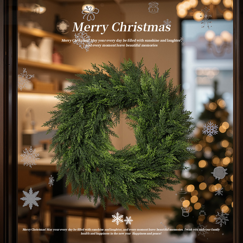 Decoraciones de Navidad transfronterizas 50cm imitación de pino y ciprés guirnaldas de Navidad decoración de Navidad colgante anillo de vid image 4