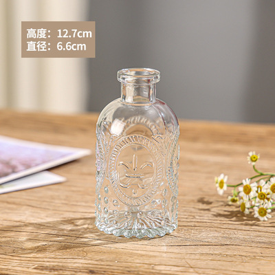 Retro repujado mini florero transparente hidropónico flor arreglo florero de cristal salón aromaterapia botella adornos Decoración