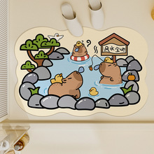 硅藻泥地垫卡通卡皮巴拉浴室吸水脚垫家用耐磨耐脏卫生间门口地垫