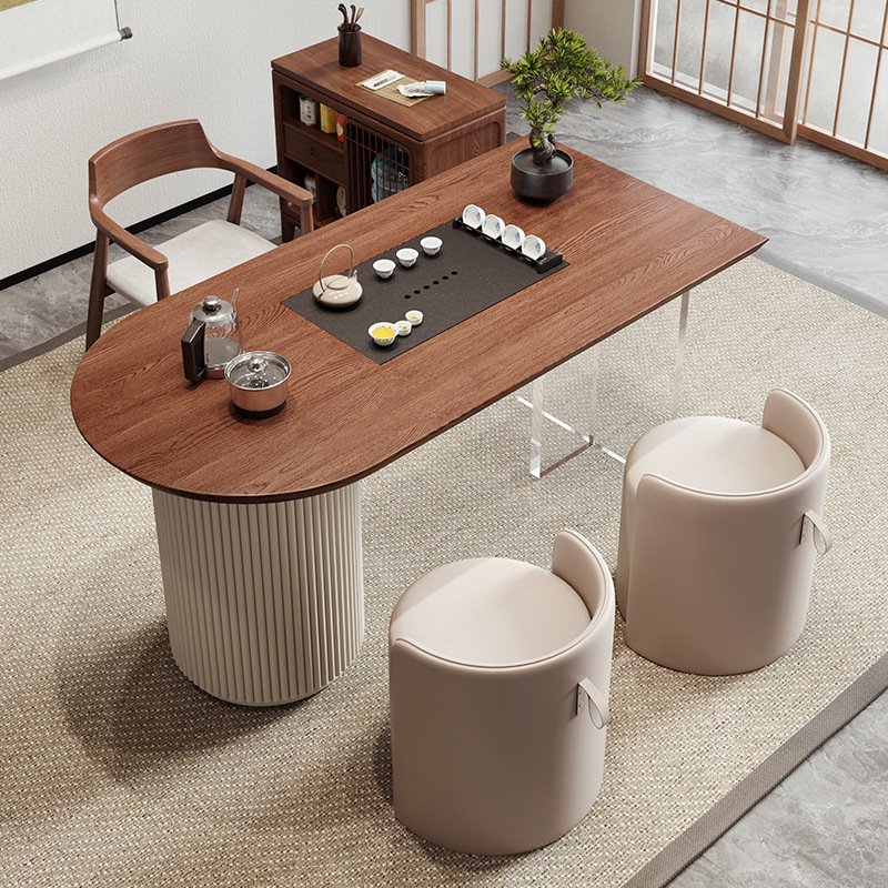 [인기 판매] 1.0m 티 테이블 + 광시마 의자 + 원형 스툴*2