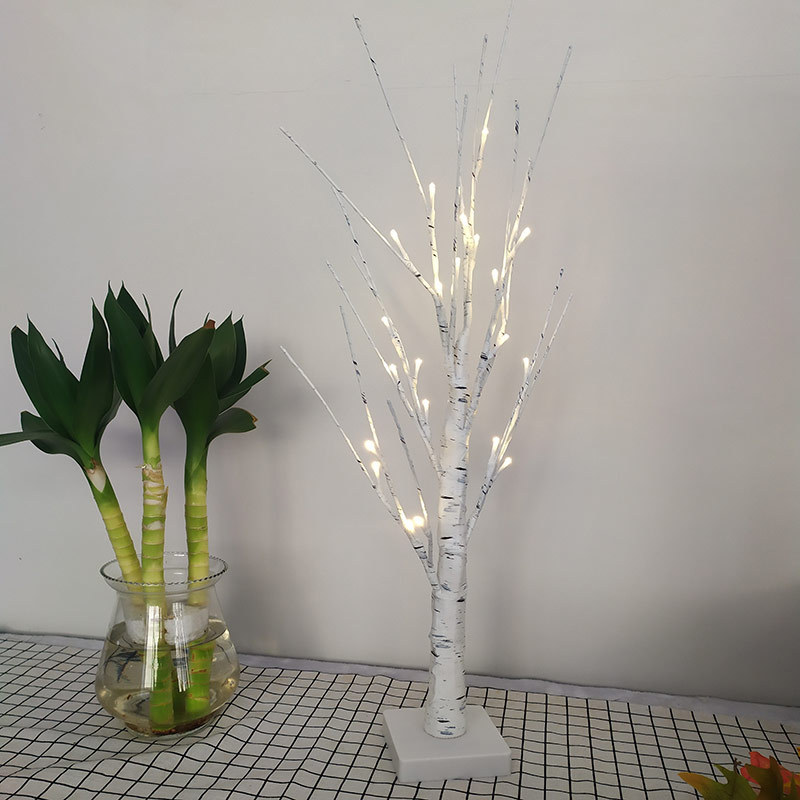 Luz LED abedul luz blanca cálida Navidad artesanía lámpara de mesa simulación árbol color lámpara de mesa decorativa al por mayor