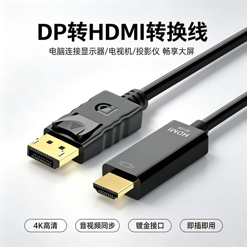 Dp to Hdmi/Vga/Dvi Conversion Cable 4K High-Definition Computer Male-To-Male Adapter Projector Multi-Screen Adapter