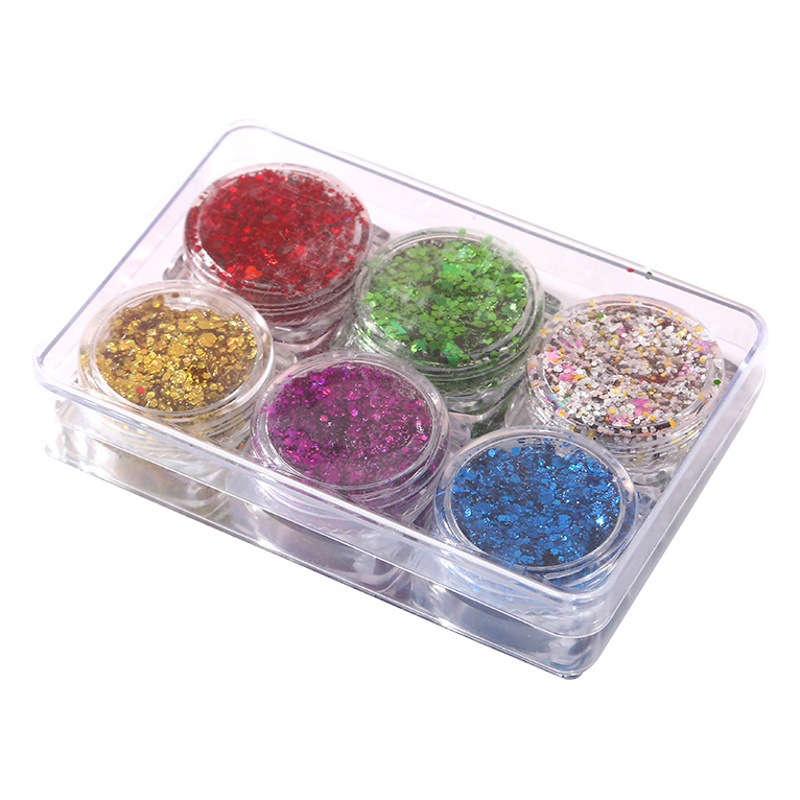 【Full Color Range Available】Performance Stage Makeup Disco Gel Glitter Six-Color Eyeshadow Glue-Free Performance Makeup