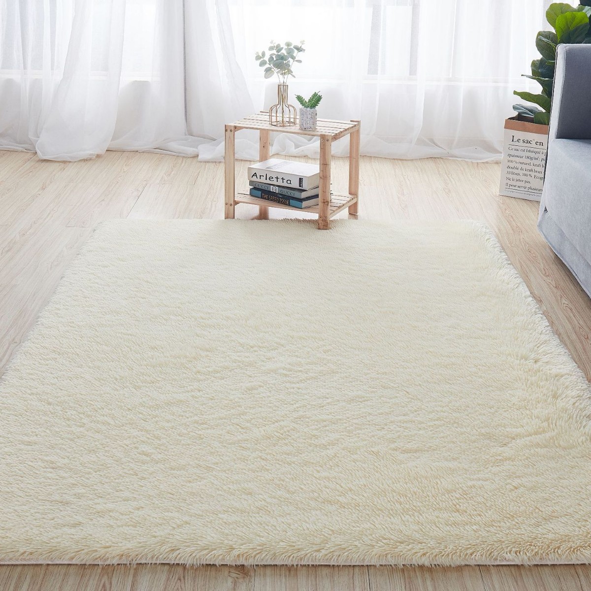 Alfombra teñida de seda de felpa de pelo largo transfronterizo, alfombra de piso, sala de estar, dormitorio, manta de cama resistente a la suciedad y fácil de cuidar