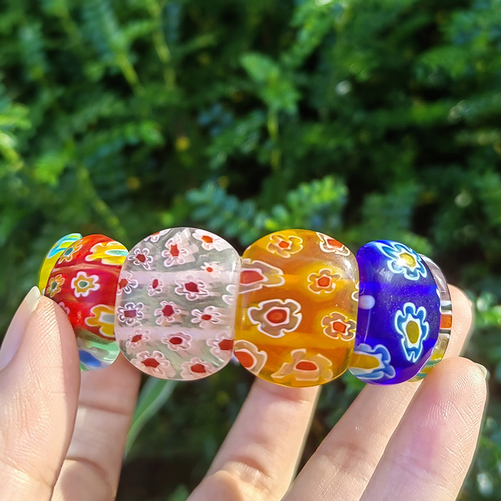50g Weight Stretch Adjustable Clasp Closure Type Bracelets Classification glass Chain Material 1 Piece Quantity Daily Occasion glass Material Round, Flower Pattern All Seasons Season Women's Gender Handmade Design Pastoral Style Pastoral Round Flower Glass Stretch Adjustable Beaded Bracelets Wholesale 1
