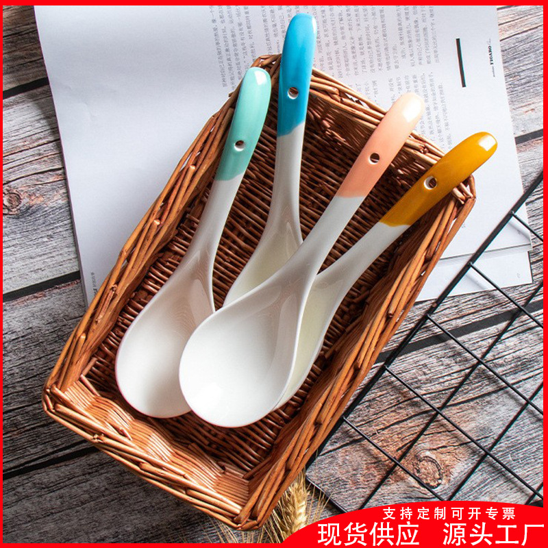 일본식 수프 스푼 세라믹 젓가락 가정용 레스토랑 작은 숟가락 죽 숟가락 창조적 인 상업용 주방 인터넷 인기있는 식기 스푼