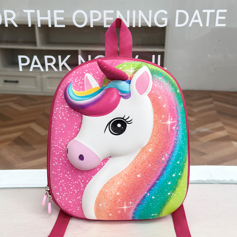 Mochila 3D de dibujos animados para niños Unicornio adorable niña mochila escolar de jardín de infantes mochila transpirable para niñas